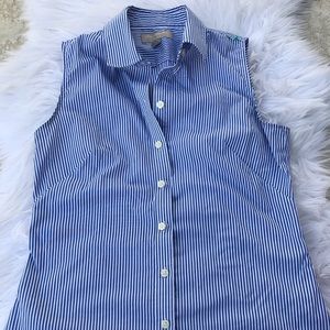 Women's blue Banana Republic sleeveless blouse.